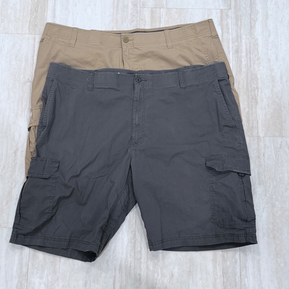 Lee Extreme Motion Cargo Shorts Bundle Mens 46 Khaki Grey Stretch 2 Pairs